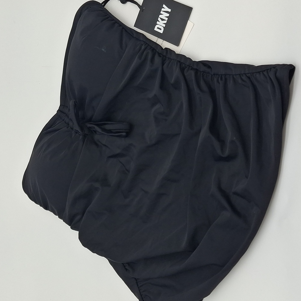 DKNY Bandeau Bow Tankini Swim Top Black‎ S